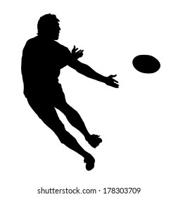 Side Profile of Rugby Speedster Passing the Ball Silhouette