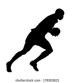 Side Profile of Rugby Speedster Running With Ball Silhouette