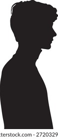 Silueta de perfil lateral de un joven contra un fondo blanco, que representa el anonimato, la identidad, la sombra o la forma humana en aislamiento
