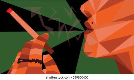 side profile smoking a cigarette

