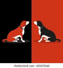 Side Profile of Two Beagles 