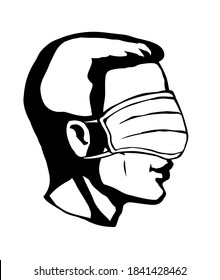 Side profile view 2019 viral flu risk deadly danger hazard ncov 19 human stop false attent safe trust faith patient truth cure. Funny fraud blind fear head nurse staff care cartoon graphic draw vector