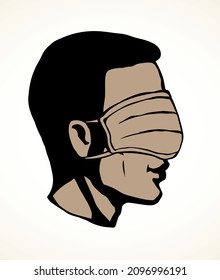 Hombre con máscara médica en los ojos. Dibujo de vectores