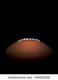 A side profile view of a leather American Football hidden in shadows against a black background. Vector EPS 10 illustration available.
