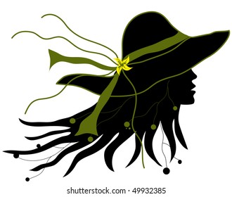 side profile of woman with hat