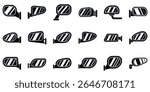 Side rear view mirror icons set. Set of simple black icons representing various designs of car side mirrors, essential for safe driving and rearview awareness