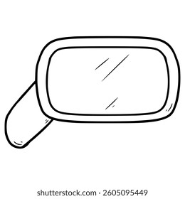 side rear view mirror illustration hand drawn outline vector