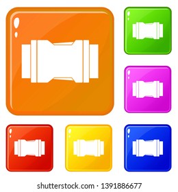 Side release buckle icons set collection vector 6 color isolated on white background
