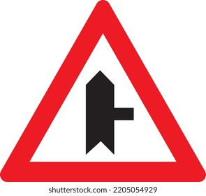 Side Road Ahead (Right) Warning Sign Vector