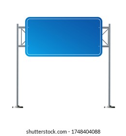 Side road blank blue sign. 3d illustration isolated on white background. Vector illustration EPS 10