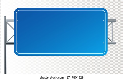 Seitliches blaues Schild auf der Straße. 3D-Illustration einzeln auf weißem Hintergrund. Vektorgrafik EPS10