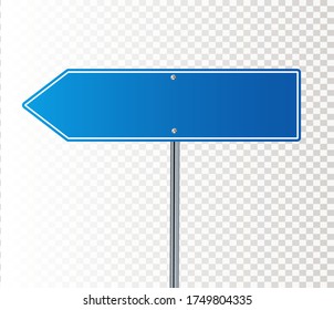 Side road blank blue sign. 3d illustration isolated on white background. Vector illustration EPS 10