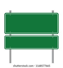 Side road blank green sign. 3d illustration isolated on white background