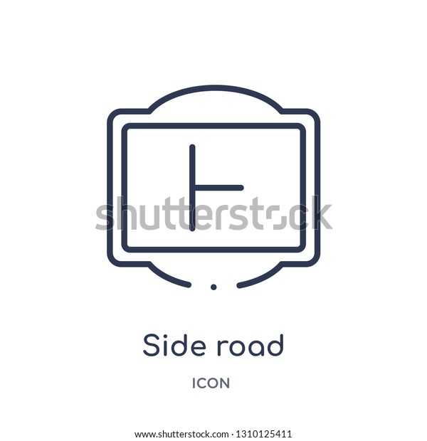 side road icon\
from traffic signs outline collection. Thin line side road icon\
isolated on white\
background.
