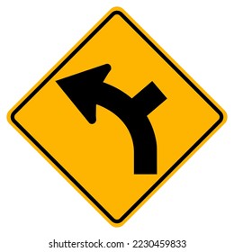 Side Road Junction On A Curve Left Symbol Sign, Vector Illustration, Isolated On White Background Label .EPS10 
