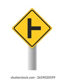 Side Road Junction Road sign. Traffic sign. Vector 3d clipart