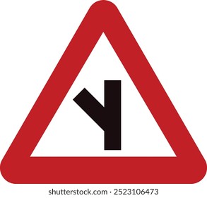 Side road junction, traffic sign, vector illustration. Red road sign on white background