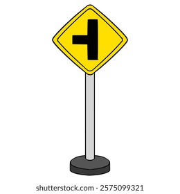 side road left traffic sign illustration hand drawn isolated vector