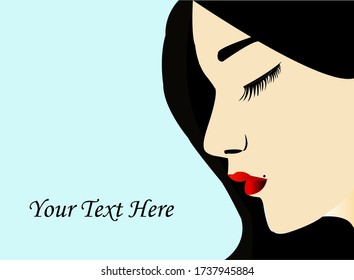 Side Of Sad Girl Face, Editable Vector Art for any commercial use with copy space, editable eps available
