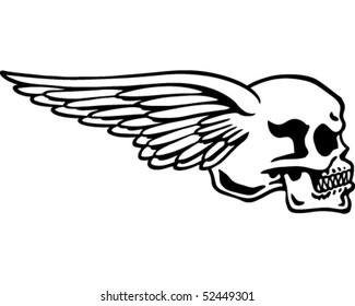 Side Skull With Wings