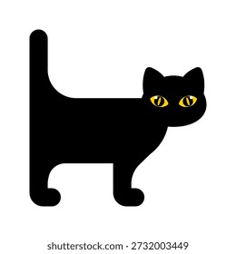 Side Standing Cat Silhouette style design, long body cat standing alert, classic feline profile suitable for signage labels and decorative borders