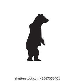 Side standing grizzly silhouette icon vector design illustration. 