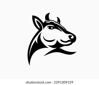 Side style head cow bull art logo template illustration inspiration