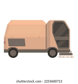 Side sweeper icon cartoon vector. Street truck. Cleaning machine