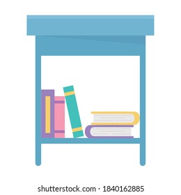 tabla lateral con libros diseño aislado ilustración vectorial de fondo blanco