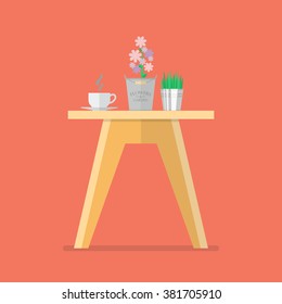 Side table in flat style. Vector Illustration