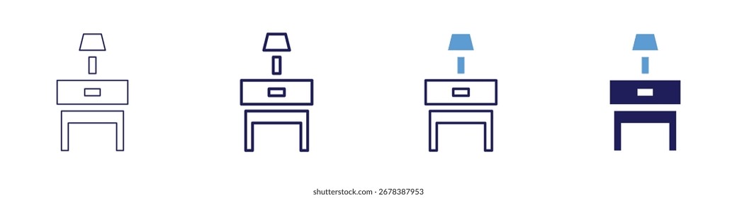Ícone de tabela lateral em 4 estilos diferentes. Linha Fina, Linha, Linha Negrito, Duotônico. Estilo duotônico. Traçado editável.