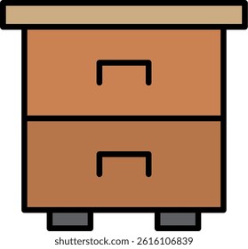 Side Table Line Filled Vector Icon Design