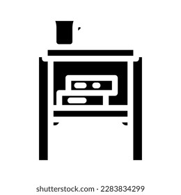 side table living room glyph icon vector. side table living room sign. isolated symbol illustration