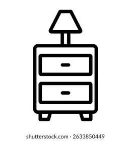 Side Table Outline bold Vector Icon which can be easily modified or Edited 