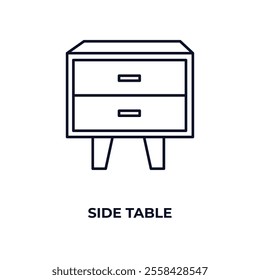 side table  outline icon. Linear vector from furniture concept. Thin line side table  icon isolated on white background