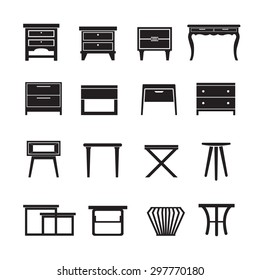 Side Table Vector, Furniture Icon Set