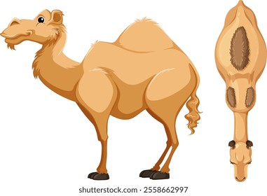 Side and top views of a camel illustration