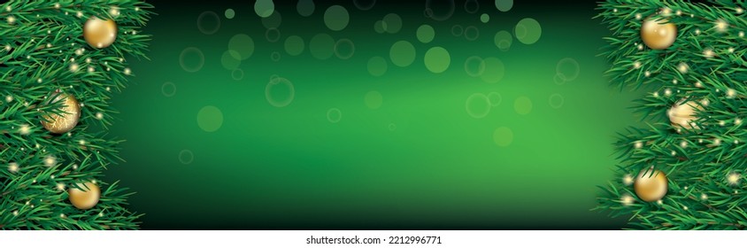 Side Twigs Green Header Christmas Golden Baubles