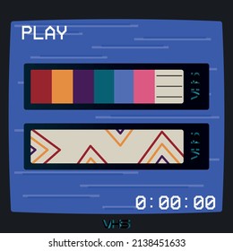 Side of a VHS. Vector illustration of one of the sides of a video cassette. Title. Name tag. Colorful label. 