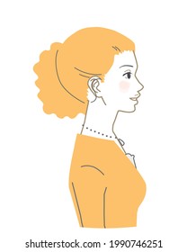 Side view African woman with a necklace
