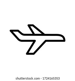 side view of airplane icon on isolated background with line style , Airplane vector illustration.