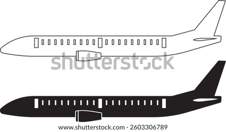 side view Airplane icon set