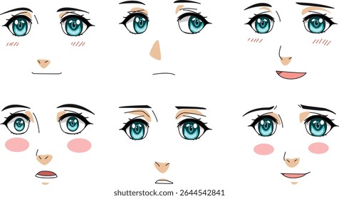 Side View Anime Girl Facial Expression Vector