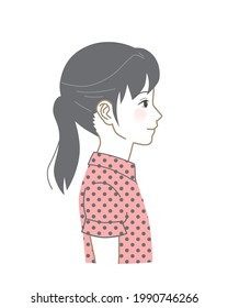 Side view Asian cute girl 