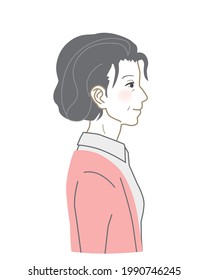 Side view Asian gentle grandma