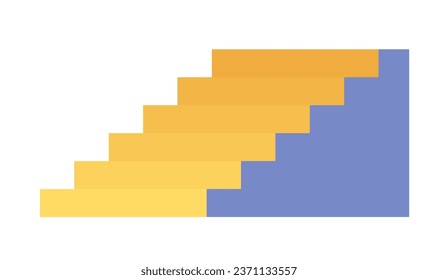 Seitenansicht Ziele Treppe 2D Cartoon Objekt. Treppenweg einzeln auf weißem Hintergrund. Eintritt in die neue Perspektive. Kletterleistung. Flache Flach-Flor-Illustration nach oben und unten