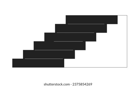 Side view aspirations stairway black and white 2D cartoon object. Stair way isolated vector outline item. New perspective. Climb achievement. Up and down structure monochromatic flat spot illustration