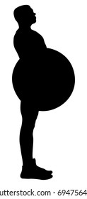 side view athlete powerlifter exercise deadlift black silhouette