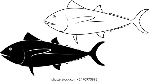 side view Atlantic bluefin tuna icon set