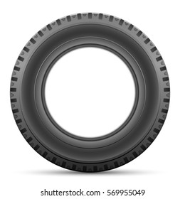 Side view of auto tire isolated on white background vector illustration. 